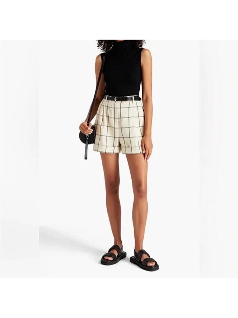 Rag & Bone Ivy Check Ivory Black Plaid Windowpane Shorts 8